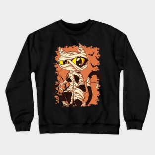 Mummy Black Cat- Spooky Halloween Cat Crewneck Sweatshirt